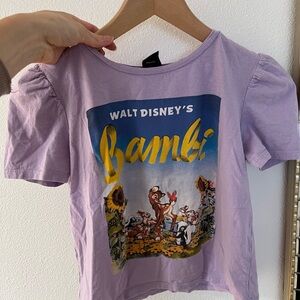 Zara Disney Bambi Lavender T-Shirt Cropped
